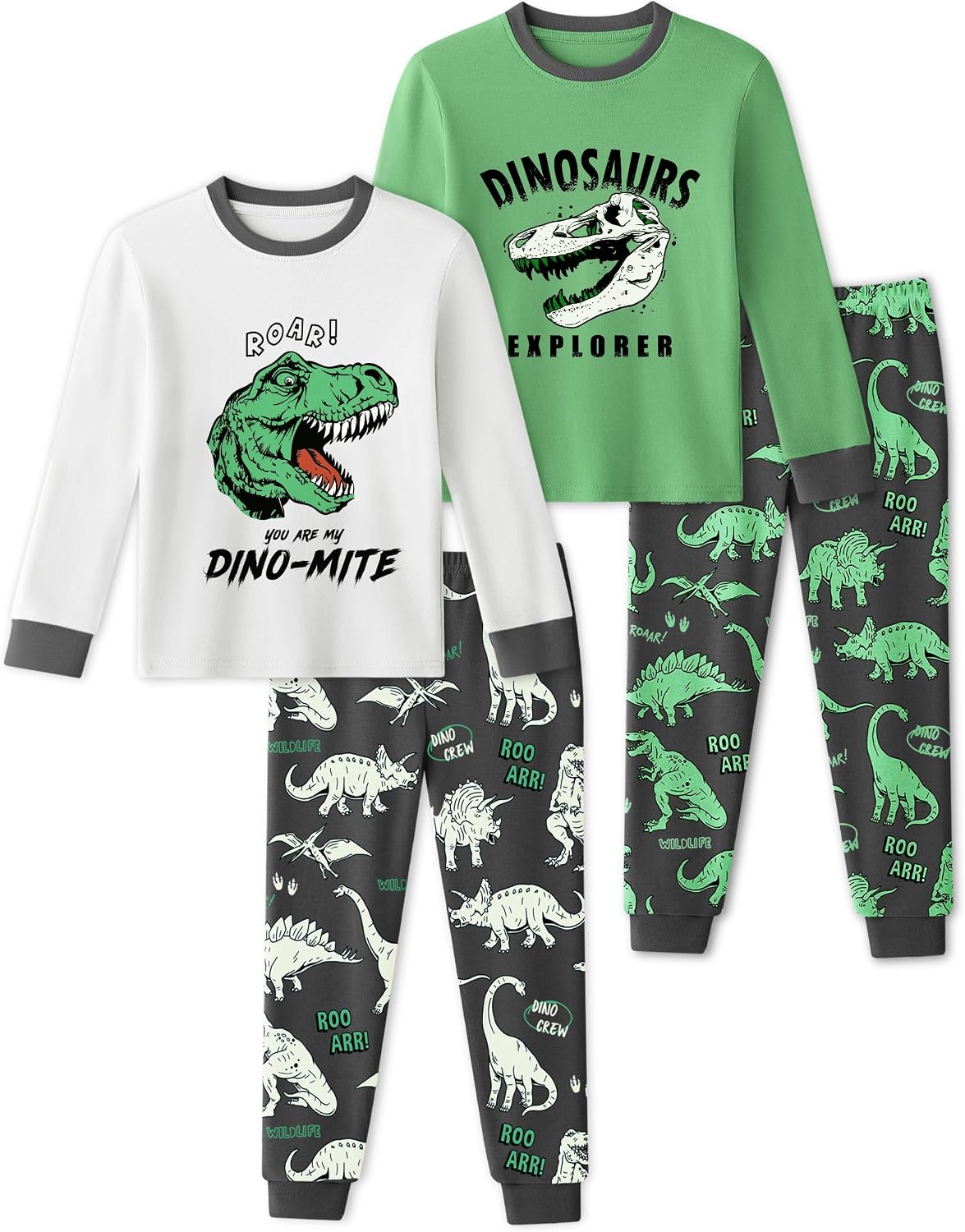 Toddler Pajamas 100% Organic Cotton 4 Piece Long Sleeve Fall Pajama Set