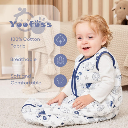 Yoofoss Baby Sleep Sack, Winter TOG 2.5 with 2-Way Zipper, 100% Cotton Fabric Winter Newborn Sleeping Sack