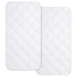 Yoofoss Waterproof Bassinet Mattress Pad Cover 2 Pack Fit for Rectangle Bassinet Mattress, Baby Bassinet Mattress Protector for Boys and Girls 34X19in