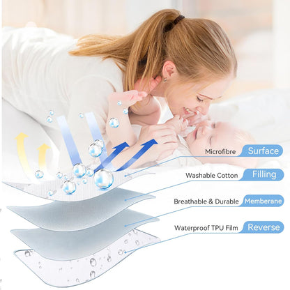 Waterproof Mattress Pad Cover, 2 Pack