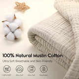 Yoofoss Muslin Blanket 100% Cotton Throw Summer Blanket Large 50" x 60" for Bed Couch 6-Layer Gauze Blanket for Adults Lightweight and Breathable