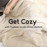 Yoofoss Muslin Blanket 100% Cotton Throw Summer Blanket Large 50" x 60" for Bed Couch 6-Layer Gauze Blanket for Adults Lightweight and Breathable