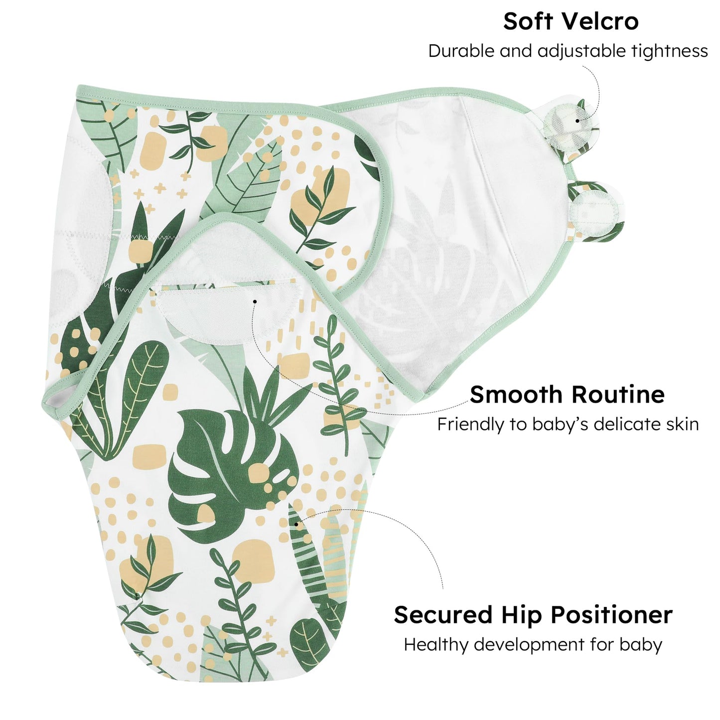 Swaddles Green Leaf in Tog 0.5, 3 Pack, 0-3 Months