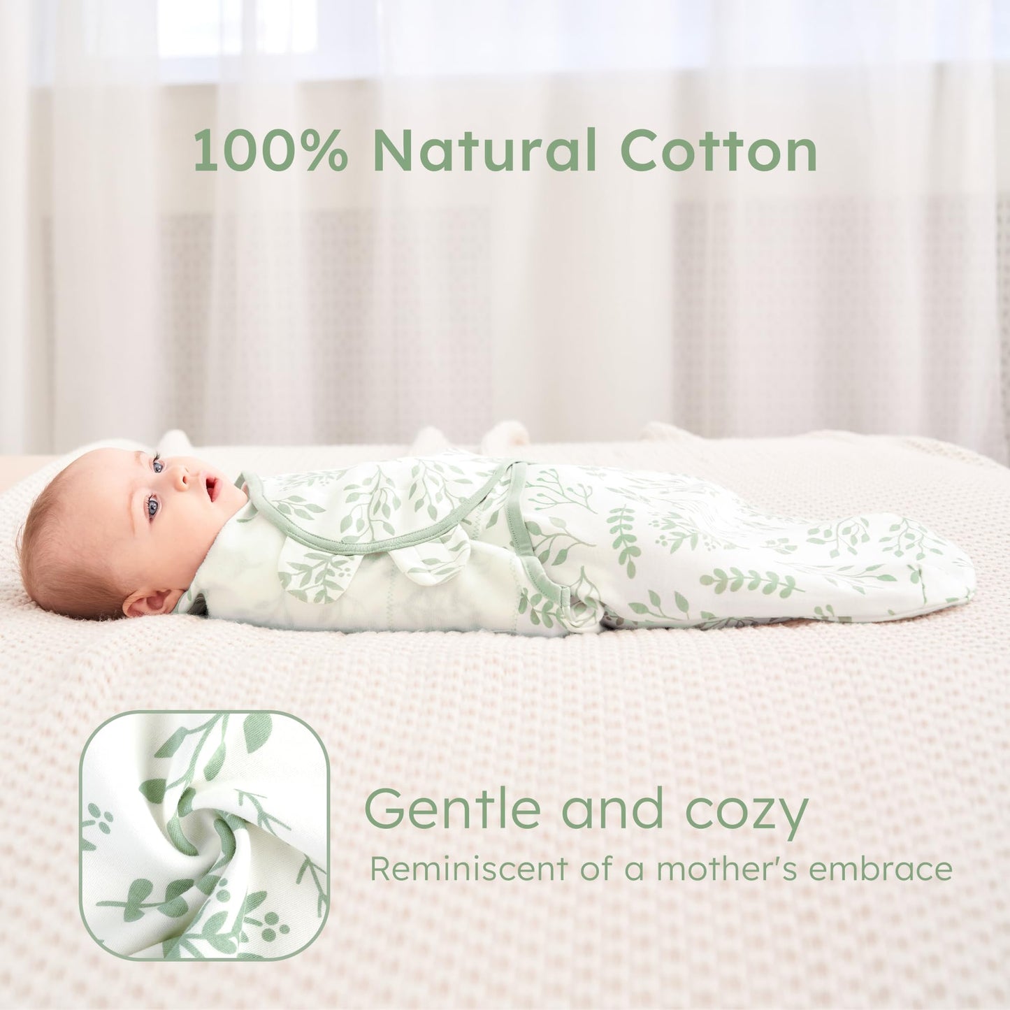Swaddles Green Leaf in Tog 0.5, 3 Pack, 0-3 Months