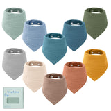 Yoofoss Muslin Baby Bibs 10 Pack Bandana Bibs 100% Cotton 6-Layer Soft Absorbent Drool Bibs for Boys and Girls