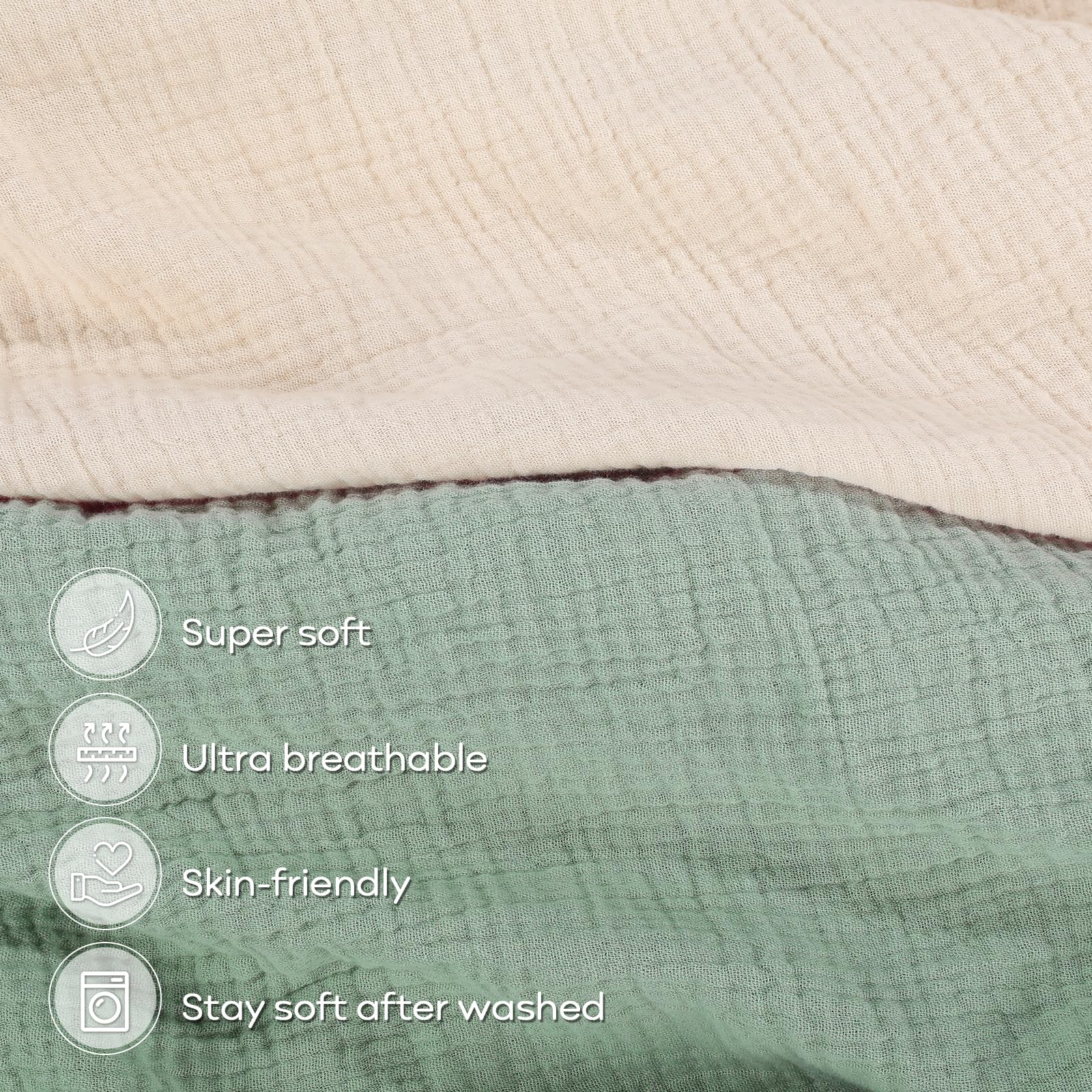 Muslin Fitted Crib Sheets Green & Leaf, 2 Pack