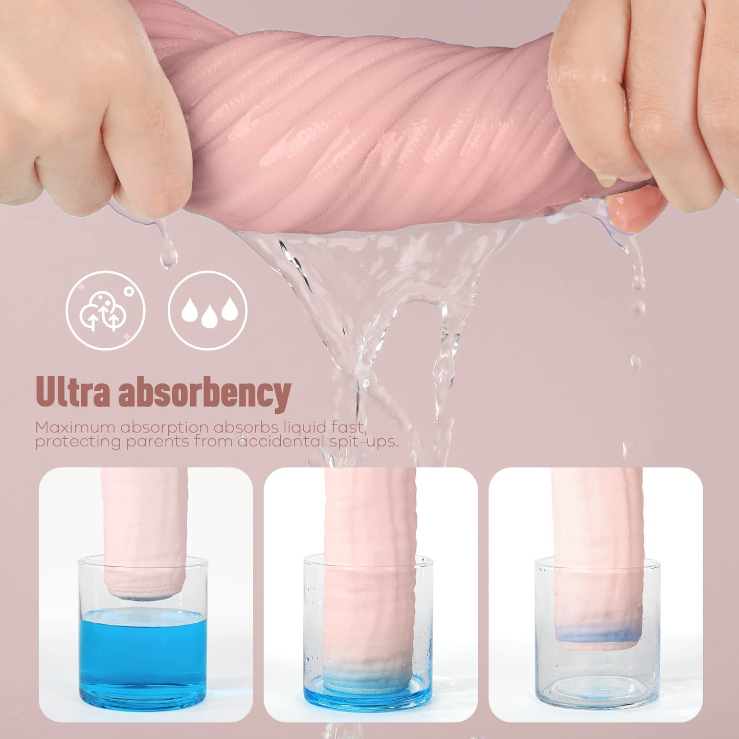 Yoofoss Muslin Burp Cloths for Baby 10 Pack 100% Cotton  Large 20''X10'' Gradient Pink