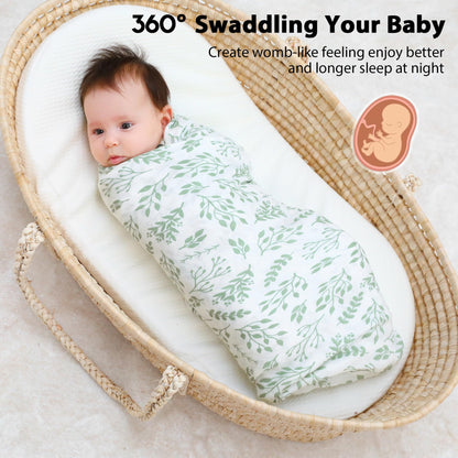 Muslin Bamboo Swaddle Blankets Green, 4 Pack