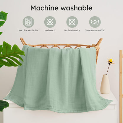 Muslin Bamboo Swaddle Blankets Green, 4 Pack