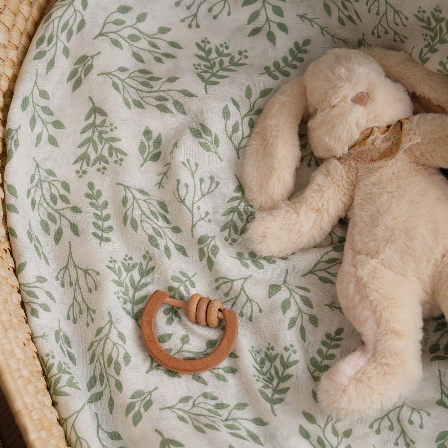 Muslin Bamboo Swaddle Blankets Green, 4 Pack