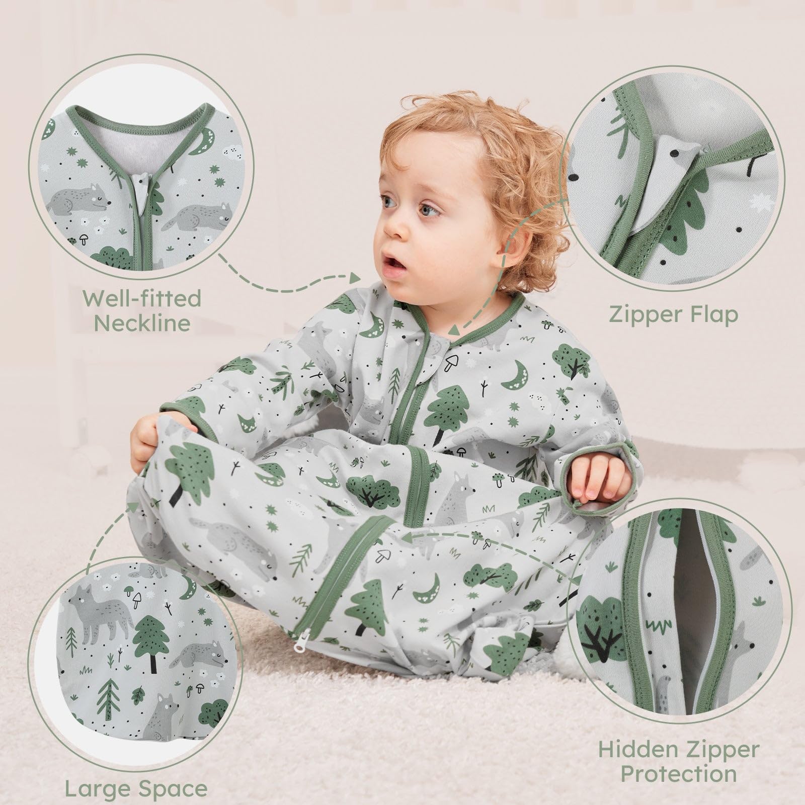 yoofoss schlafsack Long Sleeve Sleep Sack in Tog 0.5, 2 Pack – Yoofoss