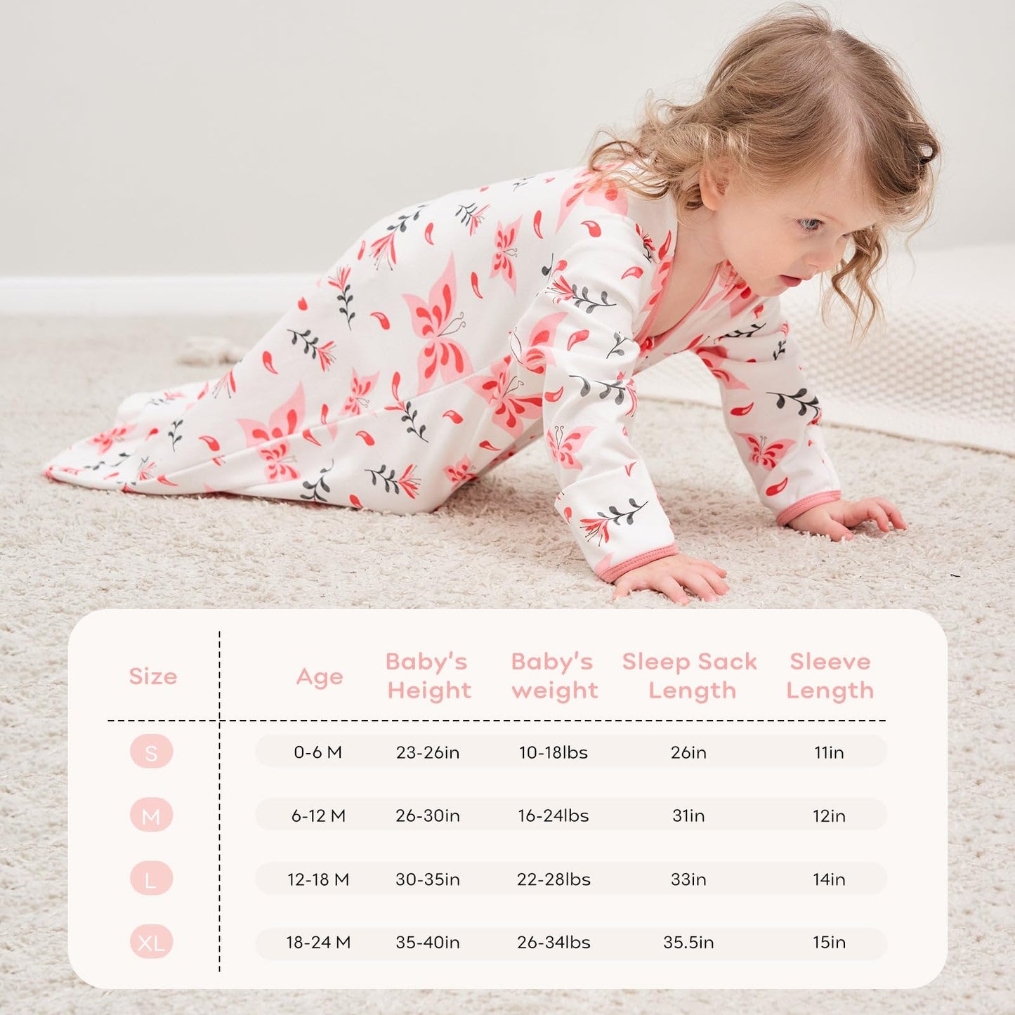 Long Sleeve Sleep Sack in Tog 0.5, 2 Pack