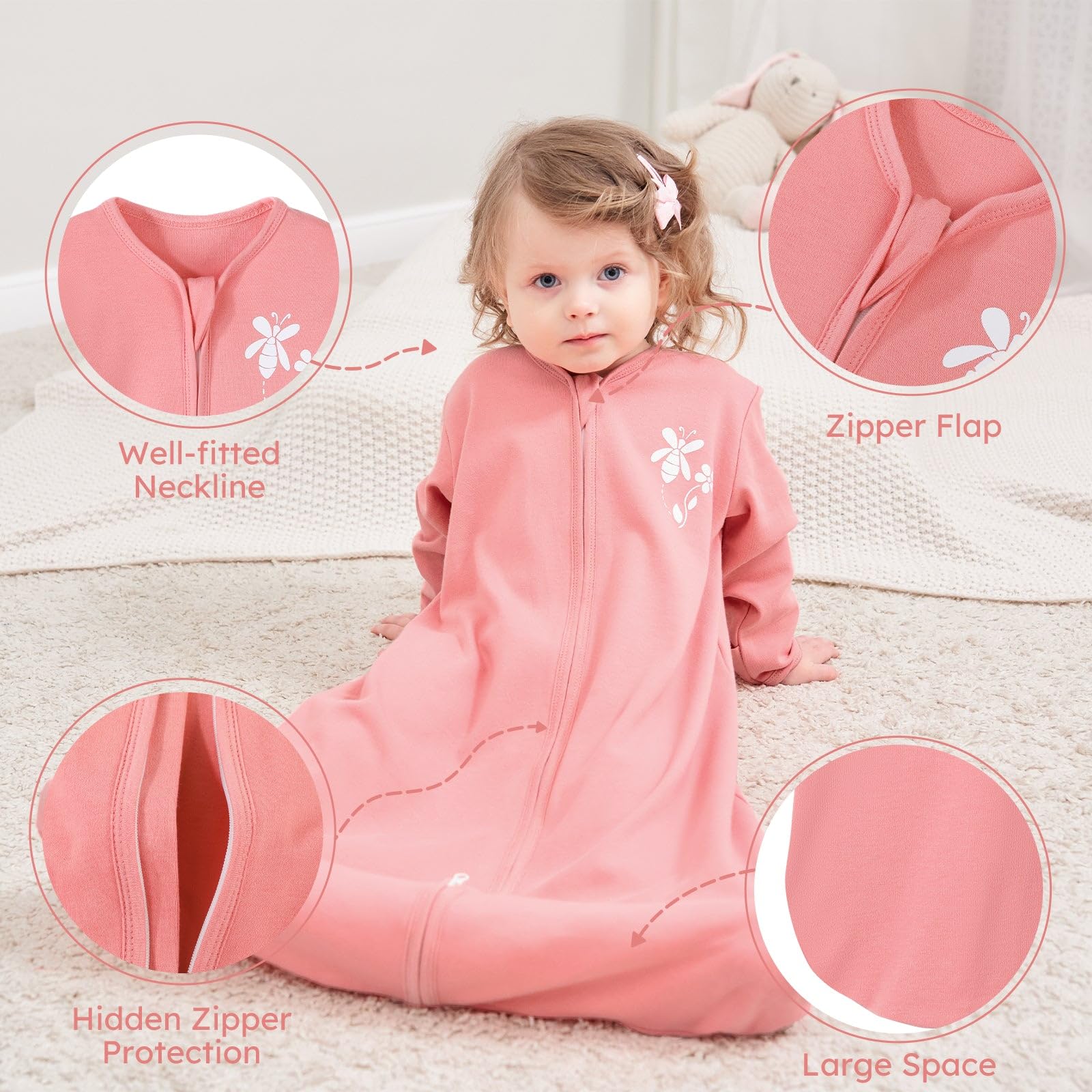 Long Sleeve Sleep Sack in Tog 0.5, 2 Pack