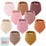 Yoofoss Muslin Baby Bibs 10 Pack Bandana Bibs 100% Cotton 6-Layer Soft Absorbent Drool Bibs for Boys and Girls