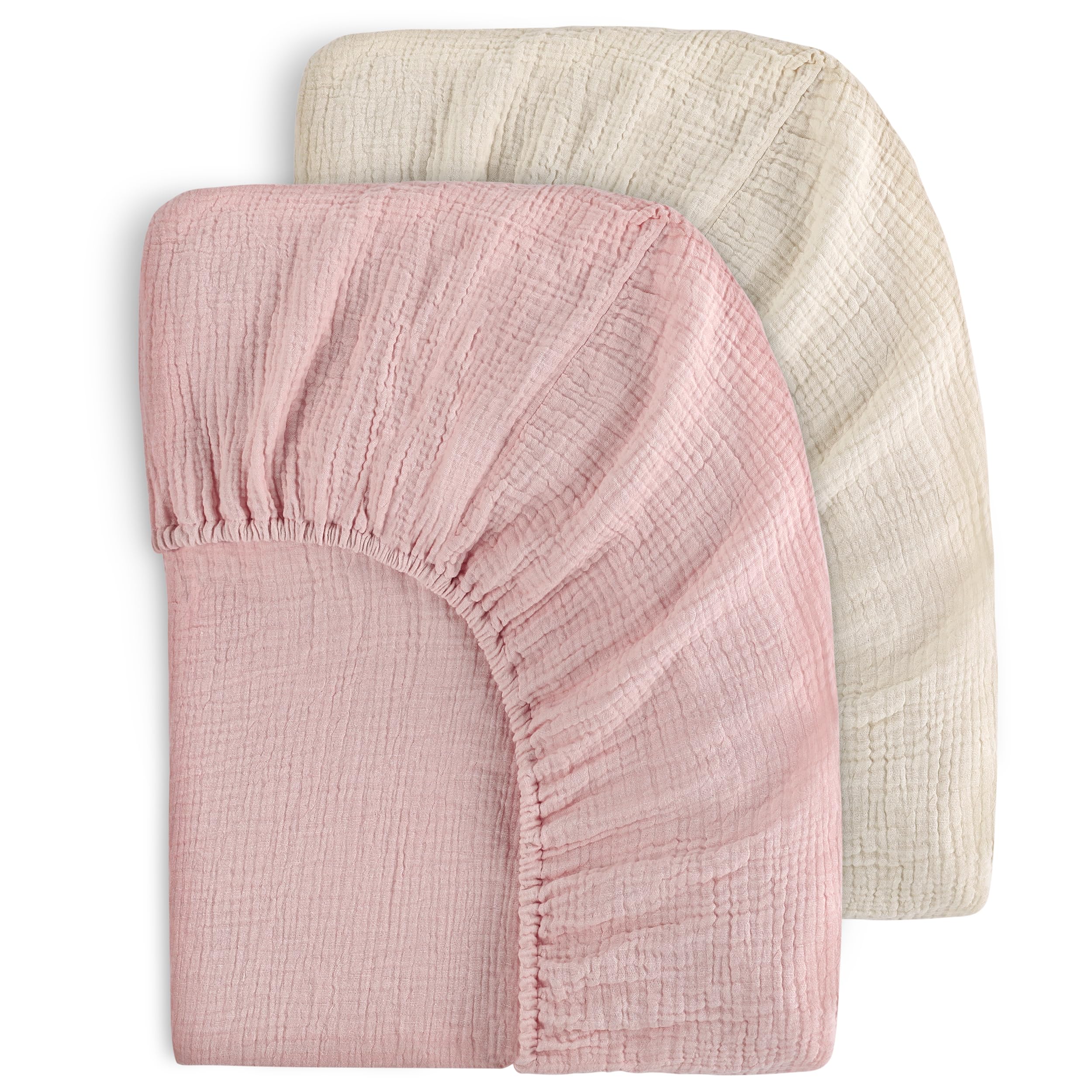 Muslin Fitted Crib Sheets Green & Leaf, 2 Pack