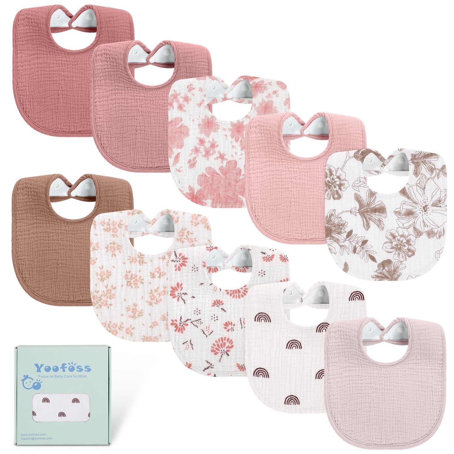 Baby Bibs Pink 10 Pack