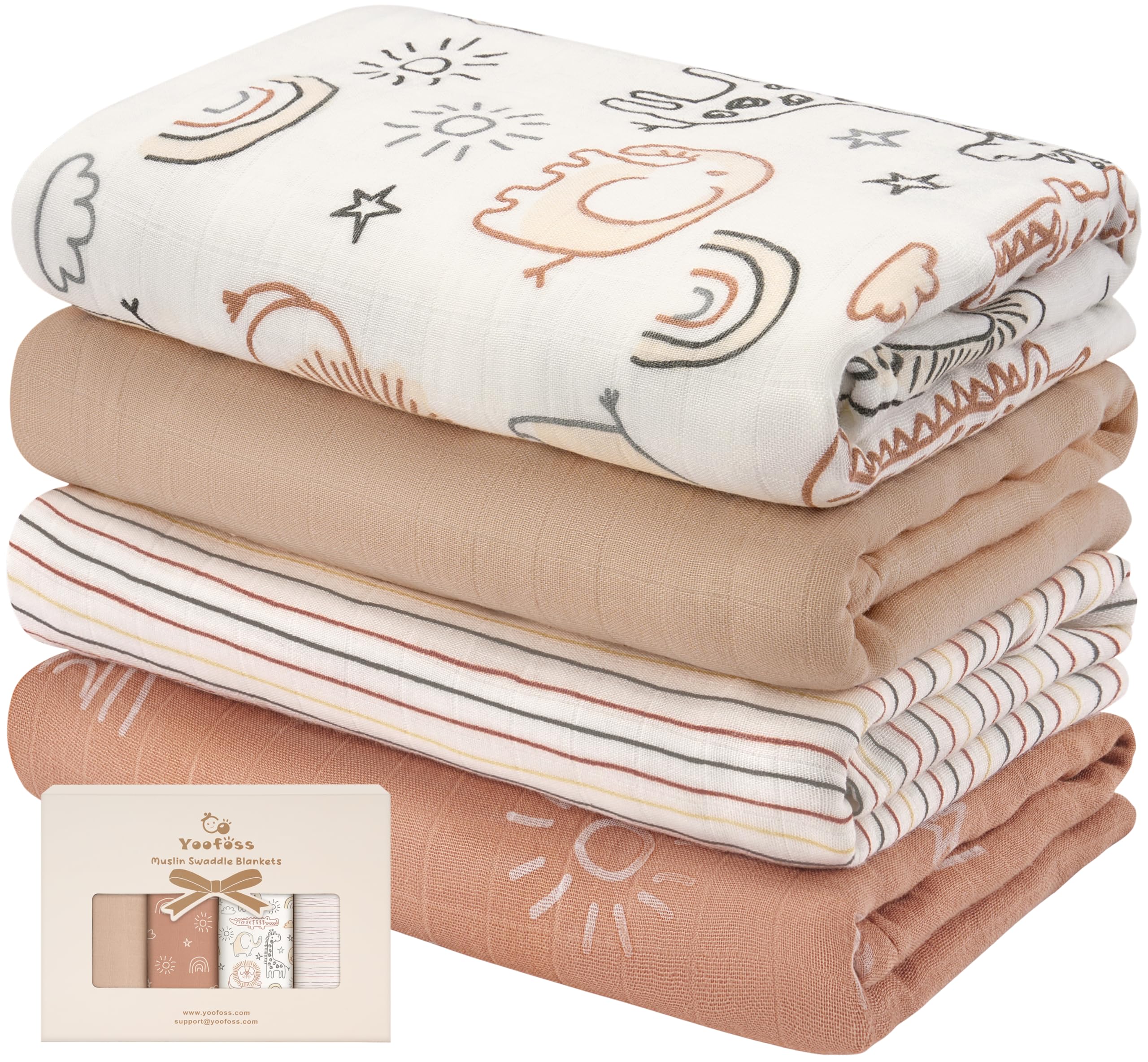 Muslin Bamboo Swaddle Blankets Green, 4 Pack
