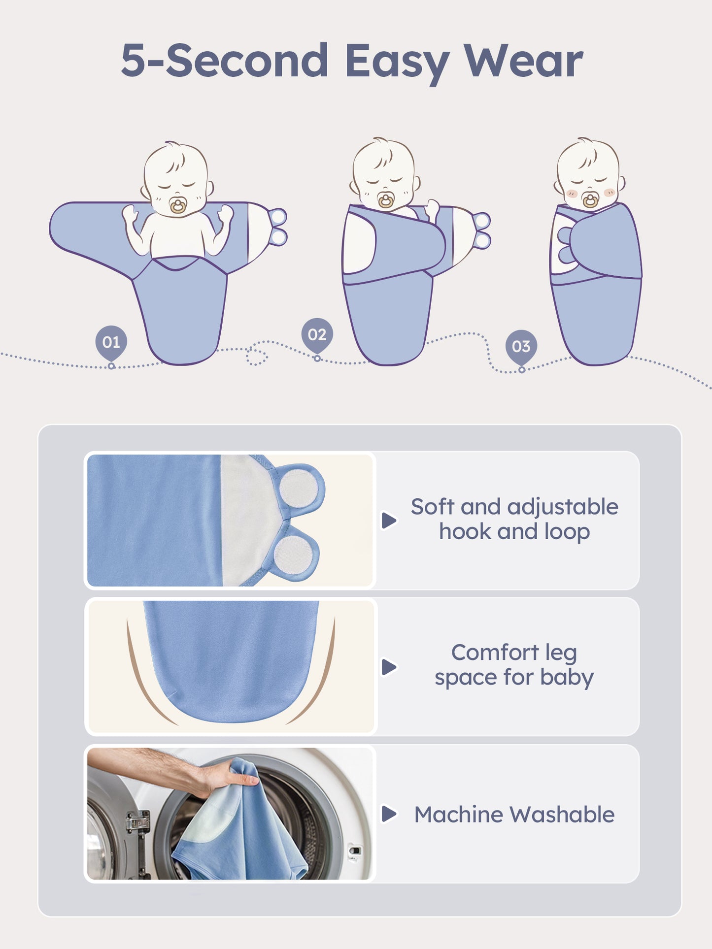 YOOFOSS Baby Swaddles for Newborns 100% Organic Cotton, Adjustable Swaddle Sleep Sack 0-3 Months Newborn Swaddle Sack 2 Pack, Breathable Soft (Copy)