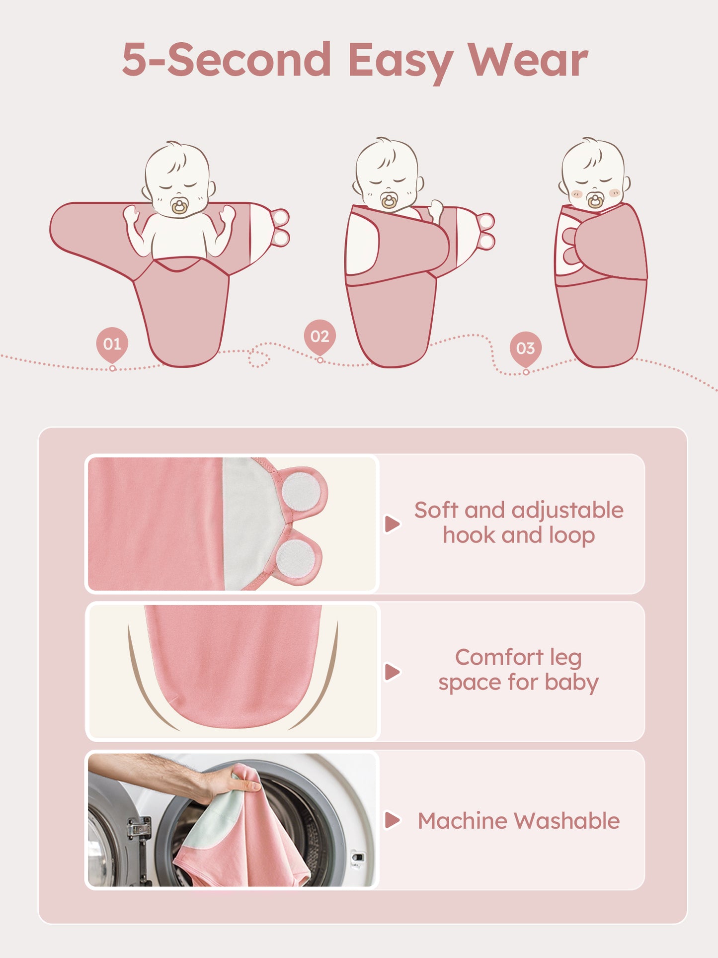 YOOFOSS Baby Swaddles for Newborns 100% Organic Cotton, Adjustable Swaddle Sleep Sack 0-3 Months Newborn Swaddle Sack 2 Pack, Breathable Soft (Copy) (Copy)