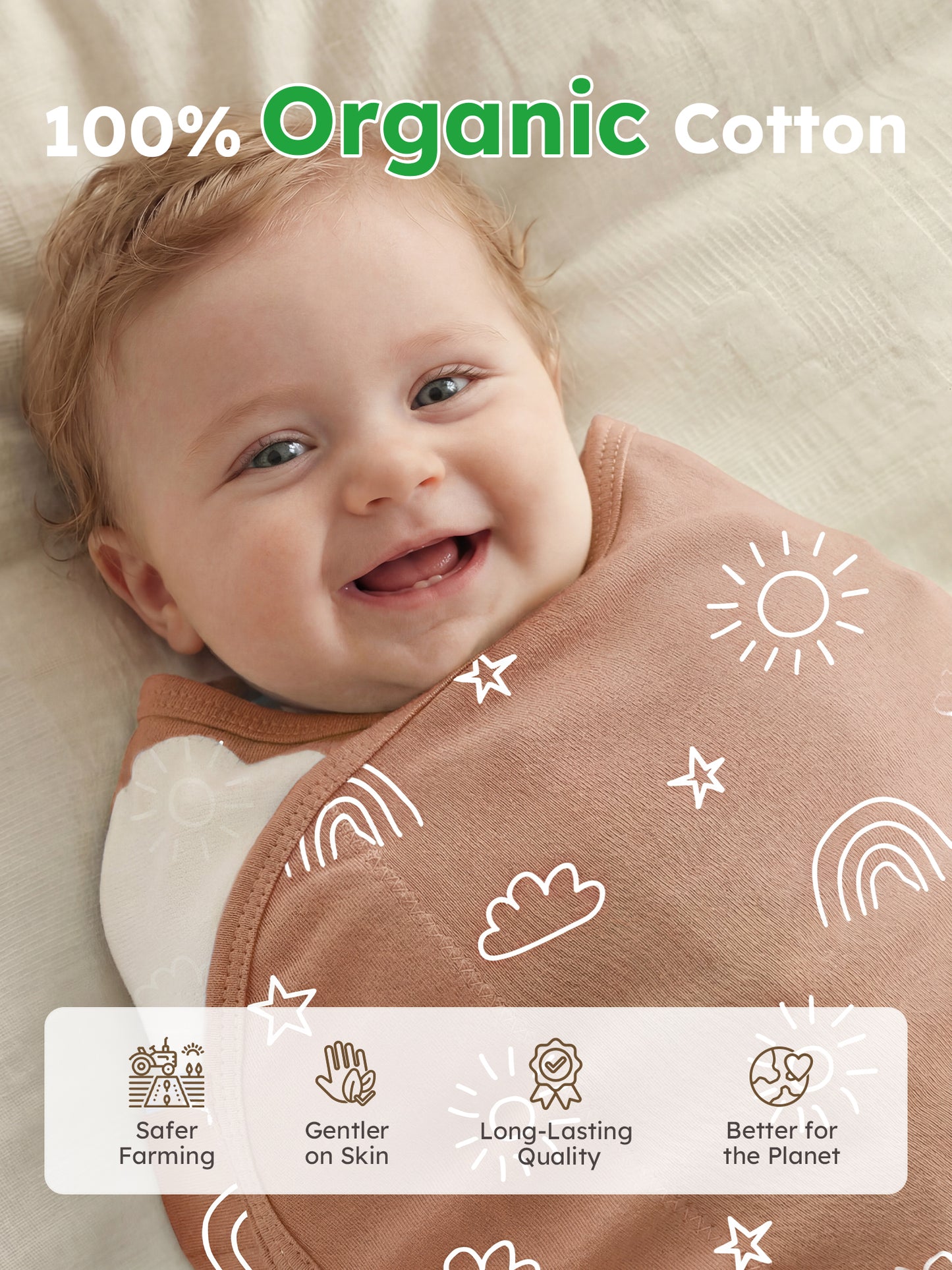 YOOFOSS Baby Swaddles for Newborns 100% Organic Cotton, Adjustable Swaddle Sleep Sack 0-3 Months Newborn Swaddle Sack 2 Pack, Breathable Soft (Copy) (Copy) (Copy)