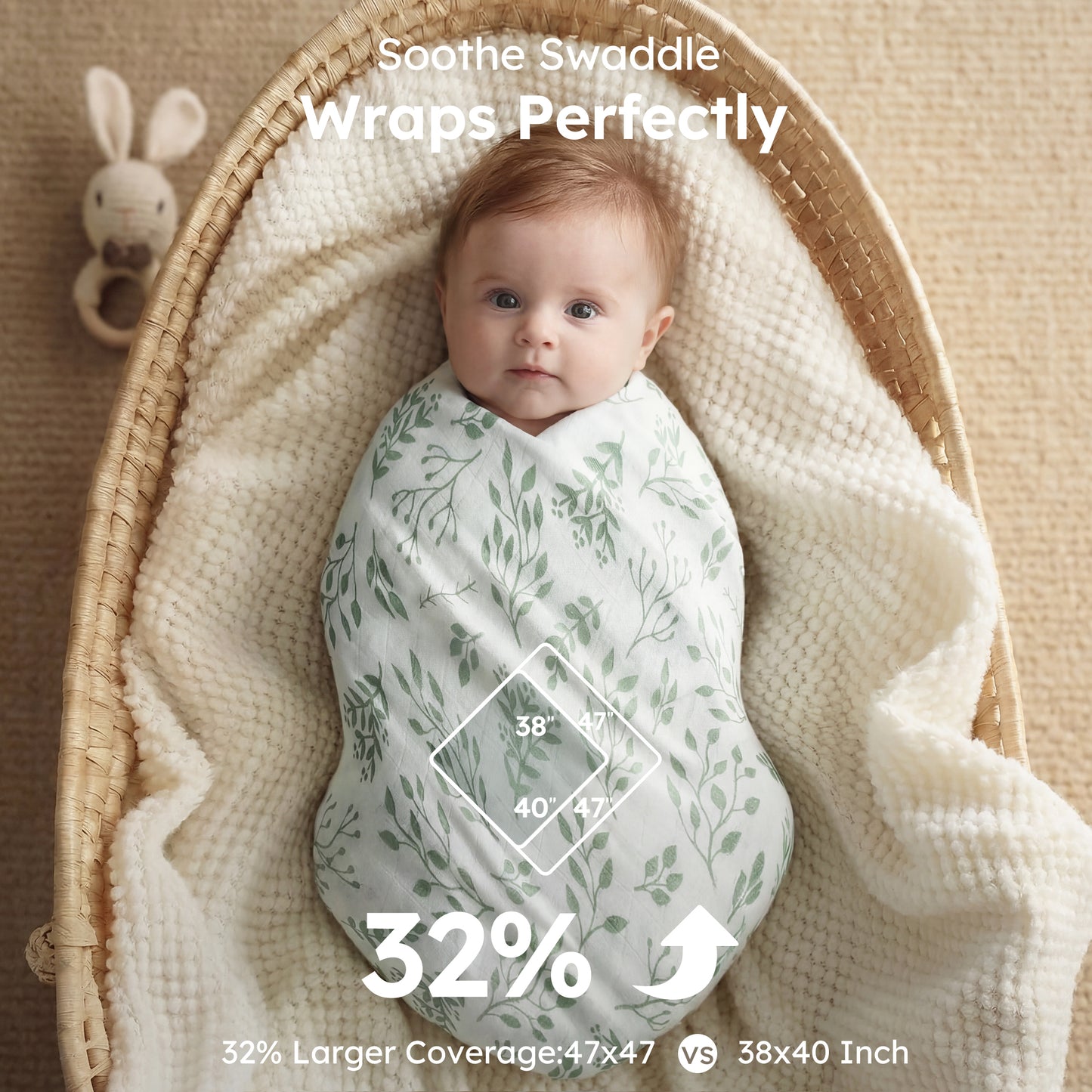YOOFOSS Muslin Swaddle Blankets, Organic Baby Blankets, 47x47 Inches Receiving Blanket for Baby Boys, Girls and Neutral, Baby Essentials for Newborns Soft Breathable