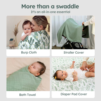 YOOFOSS Muslin Swaddle Blankets, Organic Baby Blankets, 47x47 Inches Receiving Blanket for Baby Boys, Girls and Neutral, Baby Essentials for Newborns Soft Breathable