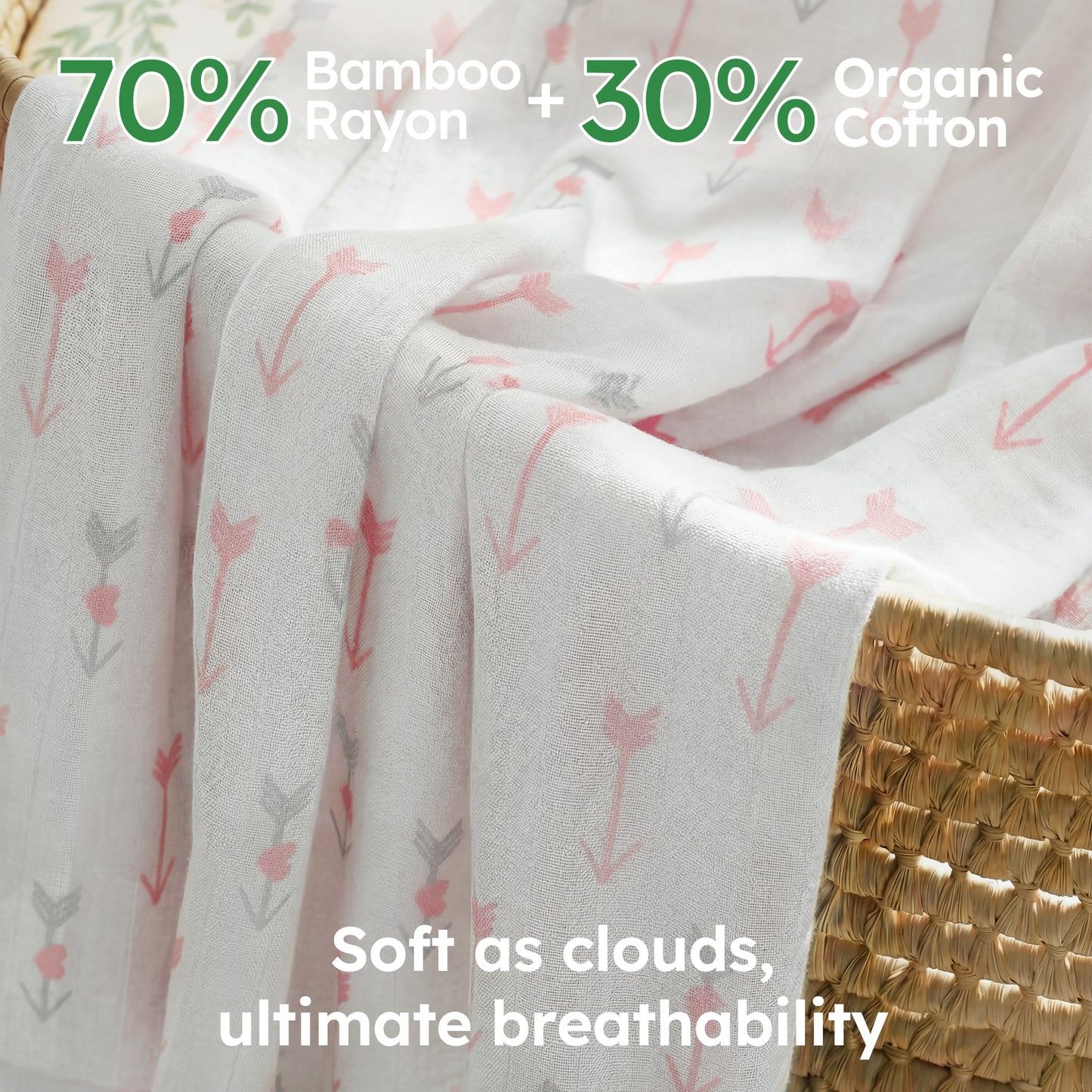 YOOFOSS Muslin Swaddle Blankets, Organic Baby Blankets, 47x47 Inches Receiving Blanket for Baby Boys, Girls and Neutral, Baby Essentials for Newborns Soft Breathable (Copy)