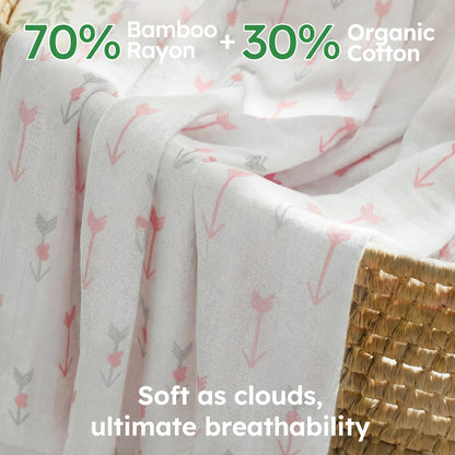 YOOFOSS Muslin Swaddle Blankets, Organic Baby Blankets, 47x47 Inches Receiving Blanket for Baby Boys, Girls and Neutral, Baby Essentials for Newborns Soft Breathable (Copy)