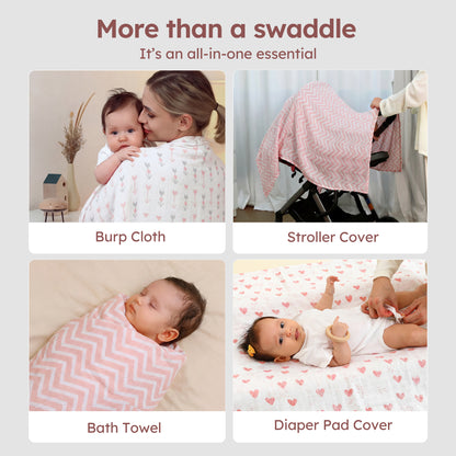 YOOFOSS Muslin Swaddle Blankets, Organic Baby Blankets, 47x47 Inches Receiving Blanket for Baby Boys, Girls and Neutral, Baby Essentials for Newborns Soft Breathable (Copy)