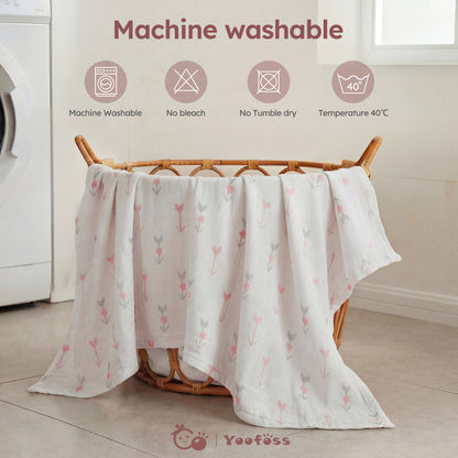 YOOFOSS Muslin Swaddle Blankets, Organic Baby Blankets, 47x47 Inches Receiving Blanket for Baby Boys, Girls and Neutral, Baby Essentials for Newborns Soft Breathable (Copy)