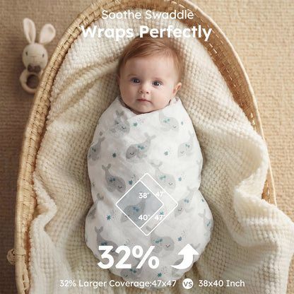 YOOFOSS Muslin Swaddle Blankets, Organic Baby Blankets, 47x47 Inches Receiving Blanket for Baby Boys, Girls and Neutral, Baby Essentials for Newborns Soft Breathable (Copy) (Copy)