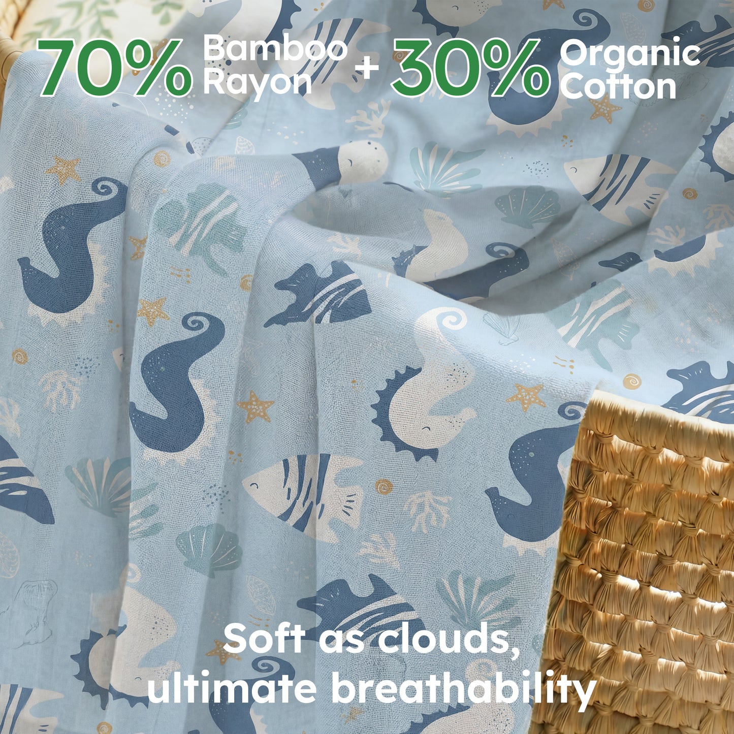 YOOFOSS Muslin Swaddle Blankets, Organic Baby Blankets, 47x47 Inches Receiving Blanket for Baby Boys, Girls and Neutral, Baby Essentials for Newborns Soft Breathable (Copy) (Copy)