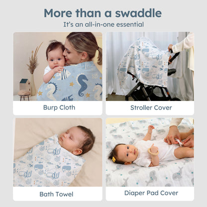 YOOFOSS Muslin Swaddle Blankets, Organic Baby Blankets, 47x47 Inches Receiving Blanket for Baby Boys, Girls and Neutral, Baby Essentials for Newborns Soft Breathable (Copy) (Copy)