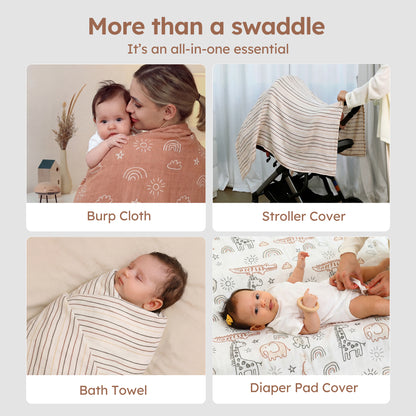 YOOFOSS Muslin Swaddle Blankets, Organic Baby Blankets, 47x47 Inches Receiving Blanket for Baby Boys, Girls and Neutral, Baby Essentials for Newborns Soft Breathable (Copy) (Copy) (Copy)