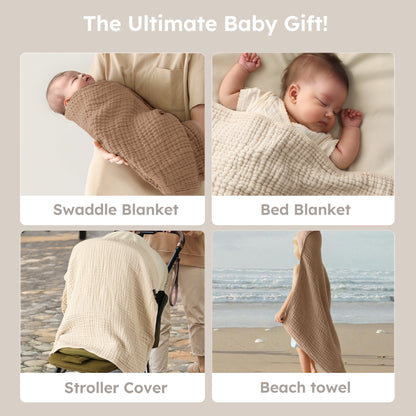 YOOFOSS Hooded Baby Towels for Newborn, 3 Pack 100% Muslin Organic Cotton Baby Bath Towel with Hood for Babies, Infant, Toddler and Kids, 32"x32", Newborn Essential