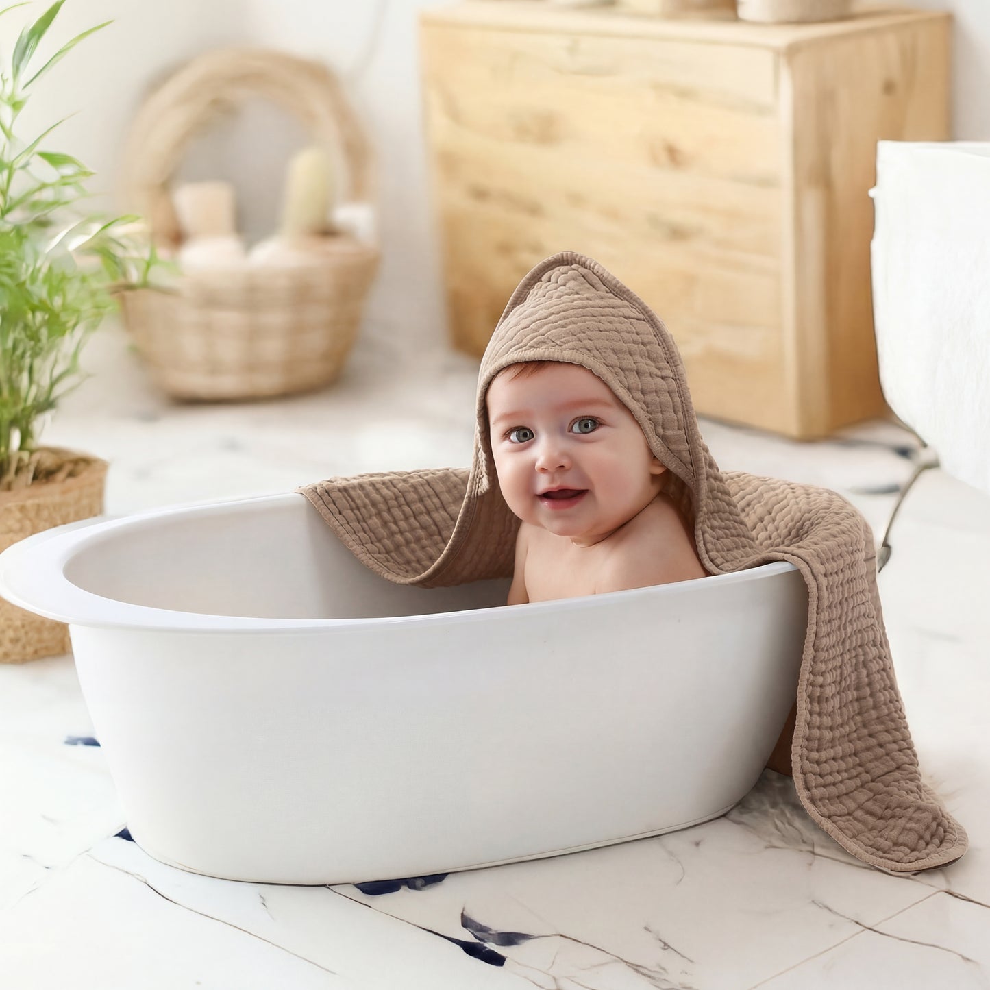 YOOFOSS Hooded Baby Towels for Newborn, 3 Pack 100% Muslin Organic Cotton Baby Bath Towel with Hood for Babies, Infant, Toddler and Kids, 32"x32", Newborn Essential