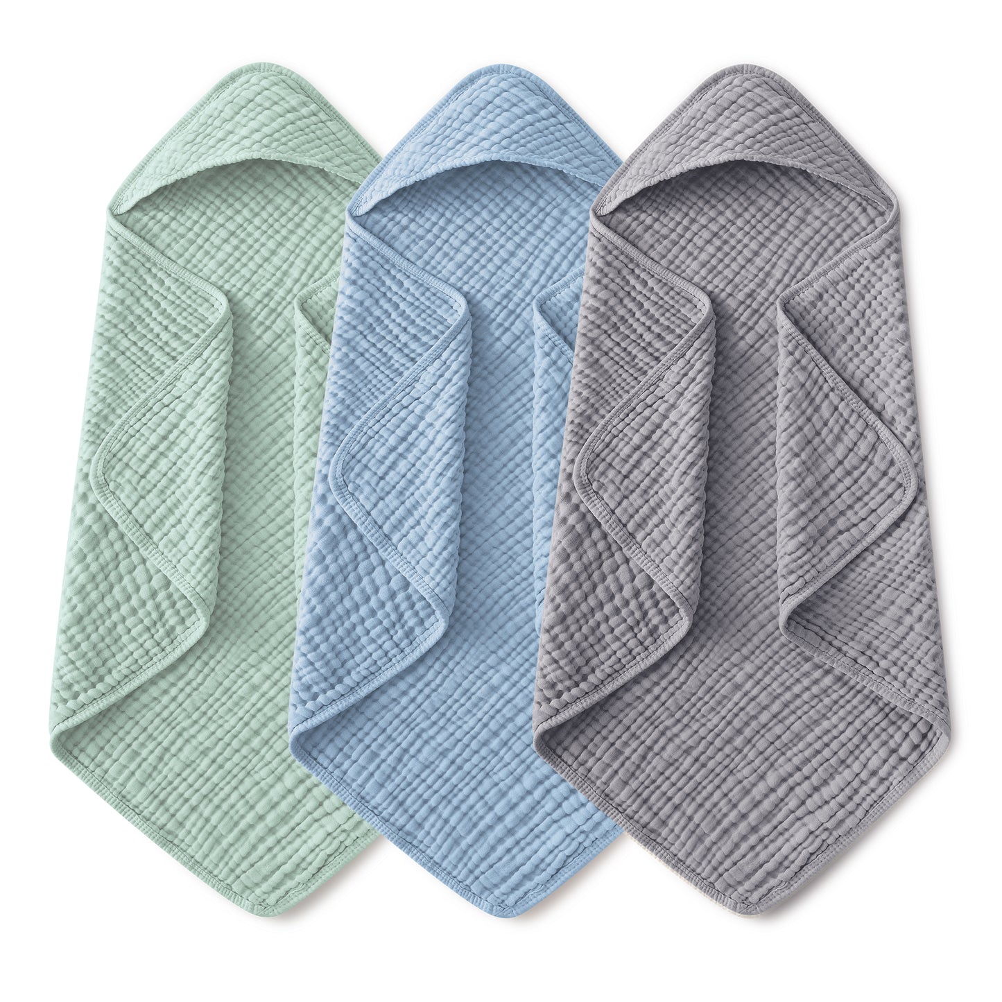 YOOFOSS Hooded Baby Towels for Newborn, 3 Pack 100% Muslin Organic Cotton Baby Bath Towel with Hood for Babies, Infant, Toddler and Kids, 32"x32", Newborn Essential (Copy)