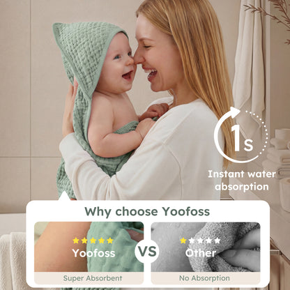 YOOFOSS Hooded Baby Towels for Newborn, 3 Pack 100% Muslin Organic Cotton Baby Bath Towel with Hood for Babies, Infant, Toddler and Kids, 32"x32", Newborn Essential (Copy)