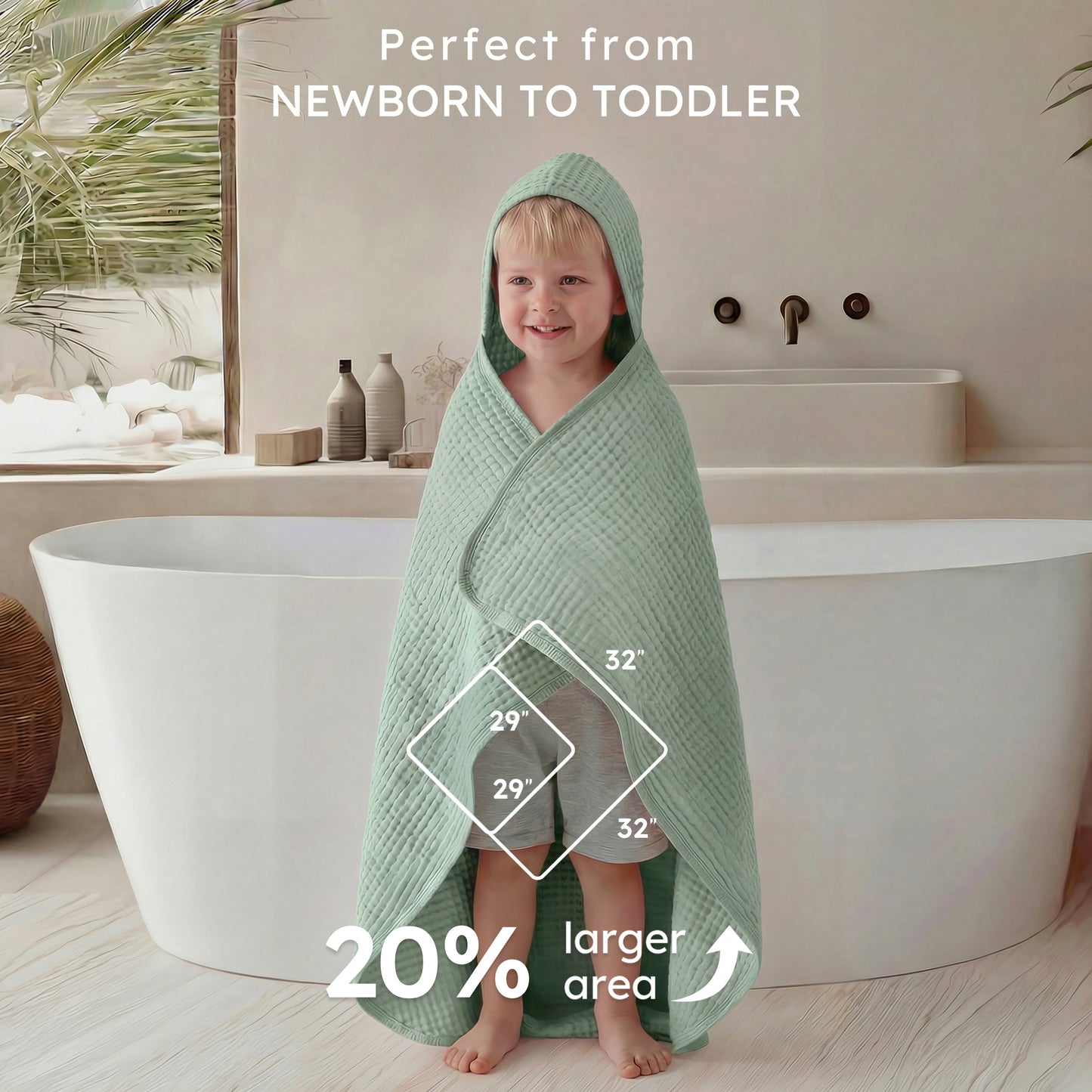 YOOFOSS Hooded Baby Towels for Newborn, 3 Pack 100% Muslin Organic Cotton Baby Bath Towel with Hood for Babies, Infant, Toddler and Kids, 32"x32", Newborn Essential (Copy)