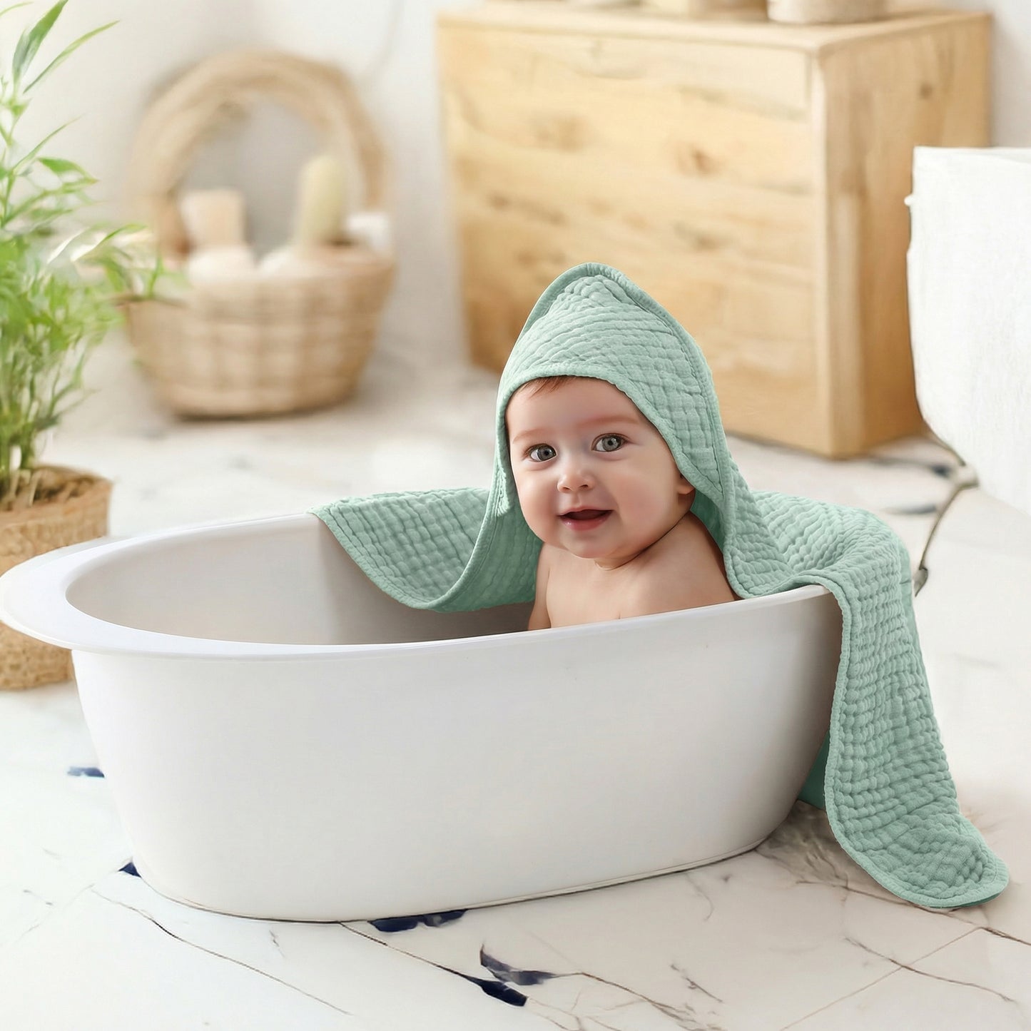 YOOFOSS Hooded Baby Towels for Newborn, 3 Pack 100% Muslin Organic Cotton Baby Bath Towel with Hood for Babies, Infant, Toddler and Kids, 32"x32", Newborn Essential (Copy)