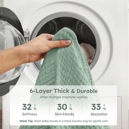 YOOFOSS Hooded Baby Towels for Newborn, 3 Pack 100% Muslin Organic Cotton Baby Bath Towel with Hood for Babies, Infant, Toddler and Kids, 32"x32", Newborn Essential (Copy)