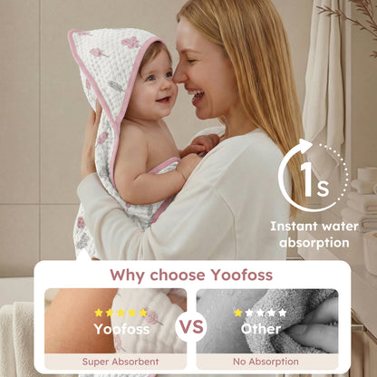 YOOFOSS Hooded Baby Towels for Newborn, 3 Pack 100% Muslin Organic Cotton Baby Bath Towel with Hood for Babies, Infant, Toddler and Kids, 32"x32", Newborn Essential (Copy) (Copy)