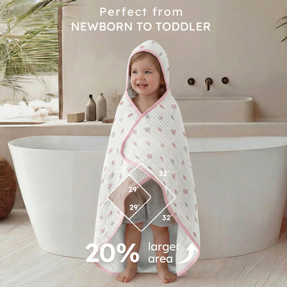 YOOFOSS Hooded Baby Towels for Newborn, 3 Pack 100% Muslin Organic Cotton Baby Bath Towel with Hood for Babies, Infant, Toddler and Kids, 32"x32", Newborn Essential (Copy) (Copy)