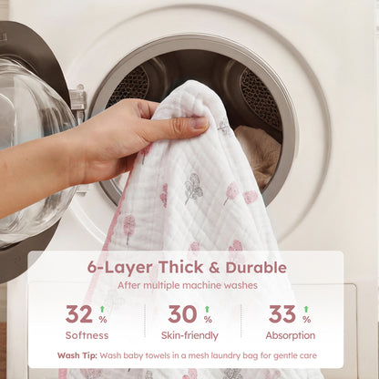 YOOFOSS Hooded Baby Towels for Newborn, 3 Pack 100% Muslin Organic Cotton Baby Bath Towel with Hood for Babies, Infant, Toddler and Kids, 32"x32", Newborn Essential (Copy) (Copy)