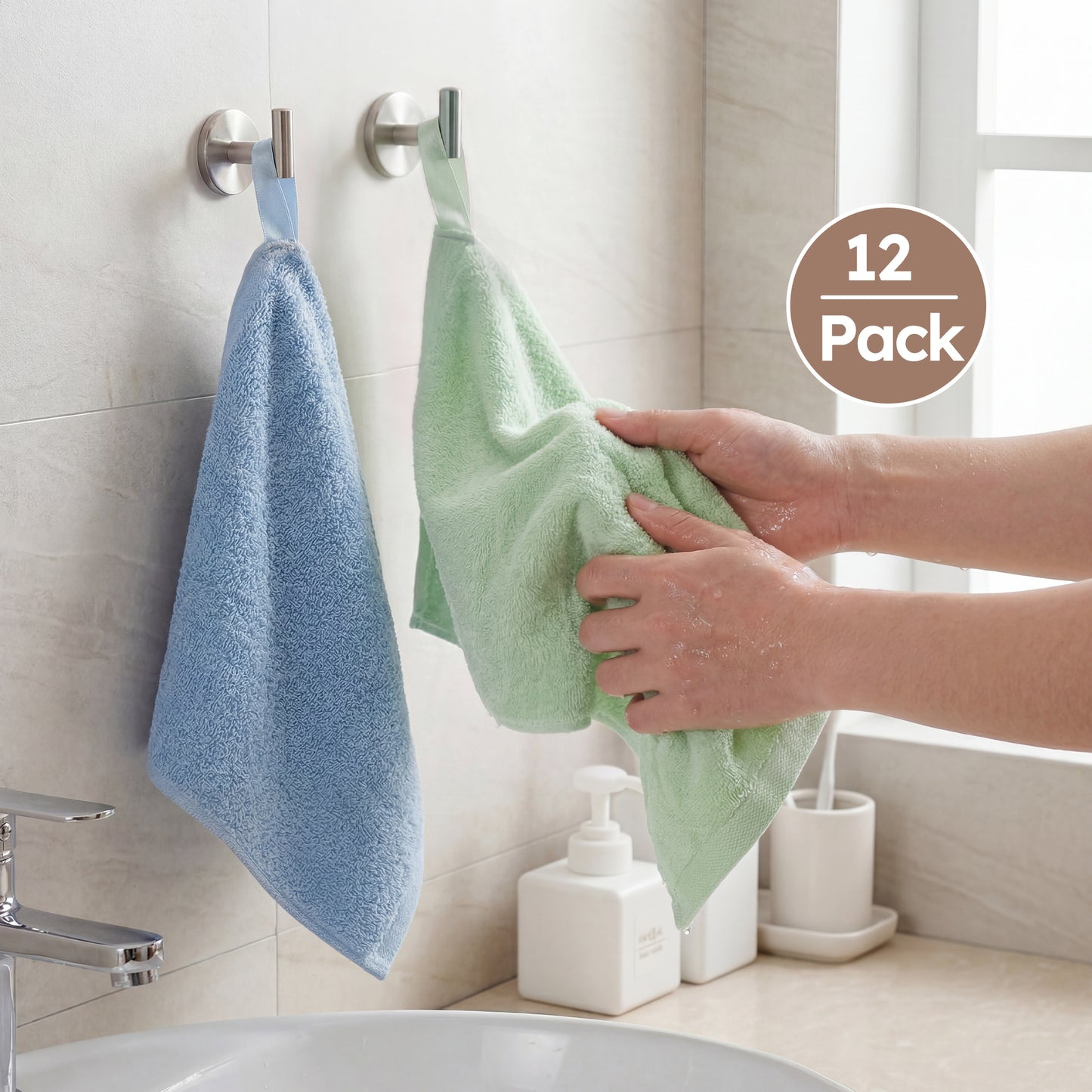 YOOFOSS Luxury Baby Washcloths Towel Set 12 Pack Face towels for Bathroom-Hotel-Spa-Kitchen Multi-Purpose Fingertip Towels & Hand Towels