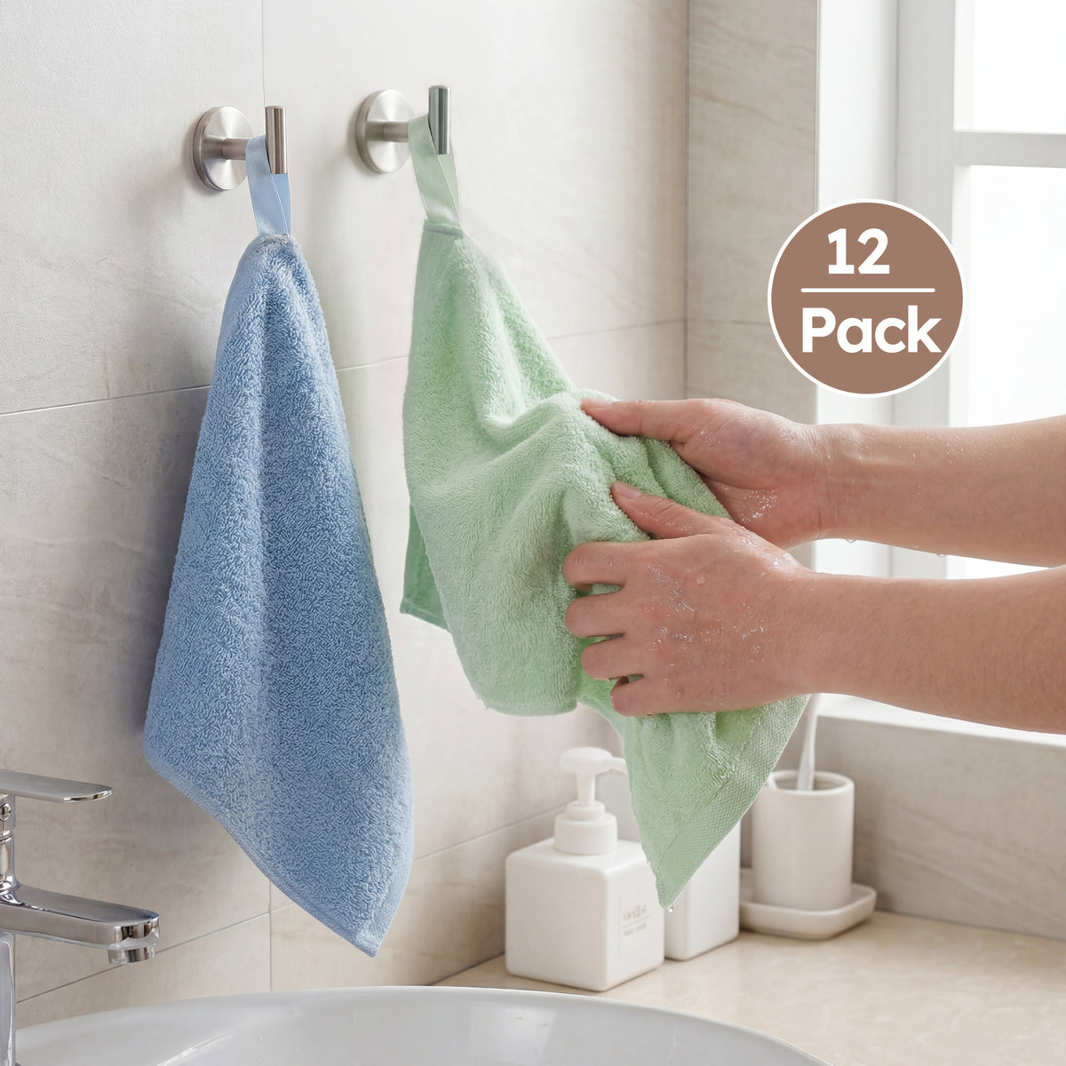 YOOFOSS Luxury Baby Washcloths Towel Set 12 Pack Face towels for Bathroom-Hotel-Spa-Kitchen Multi-Purpose Fingertip Towels & Hand Towels