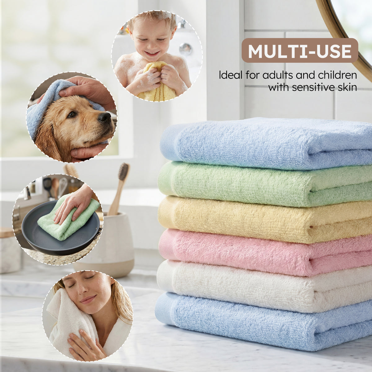YOOFOSS Luxury Baby Washcloths Towel Set 12 Pack Face towels for Bathroom-Hotel-Spa-Kitchen Multi-Purpose Fingertip Towels & Hand Towels