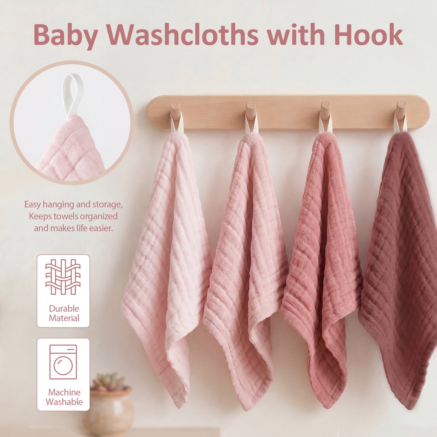 YOOFOSS Muslin Burp Cloths 100% Organic Cotton Baby Face towels 12 Pack Baby Washcloths for Showering 12"x12" Soft and Absorbent Baby Towels