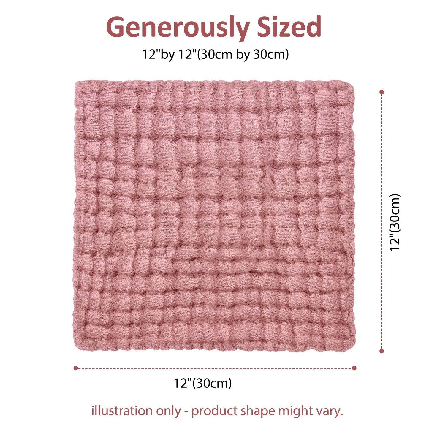 YOOFOSS Muslin Burp Cloths 100% Organic Cotton Baby Face towels 12 Pack Baby Washcloths for Showering 12"x12" Soft and Absorbent Baby Towels