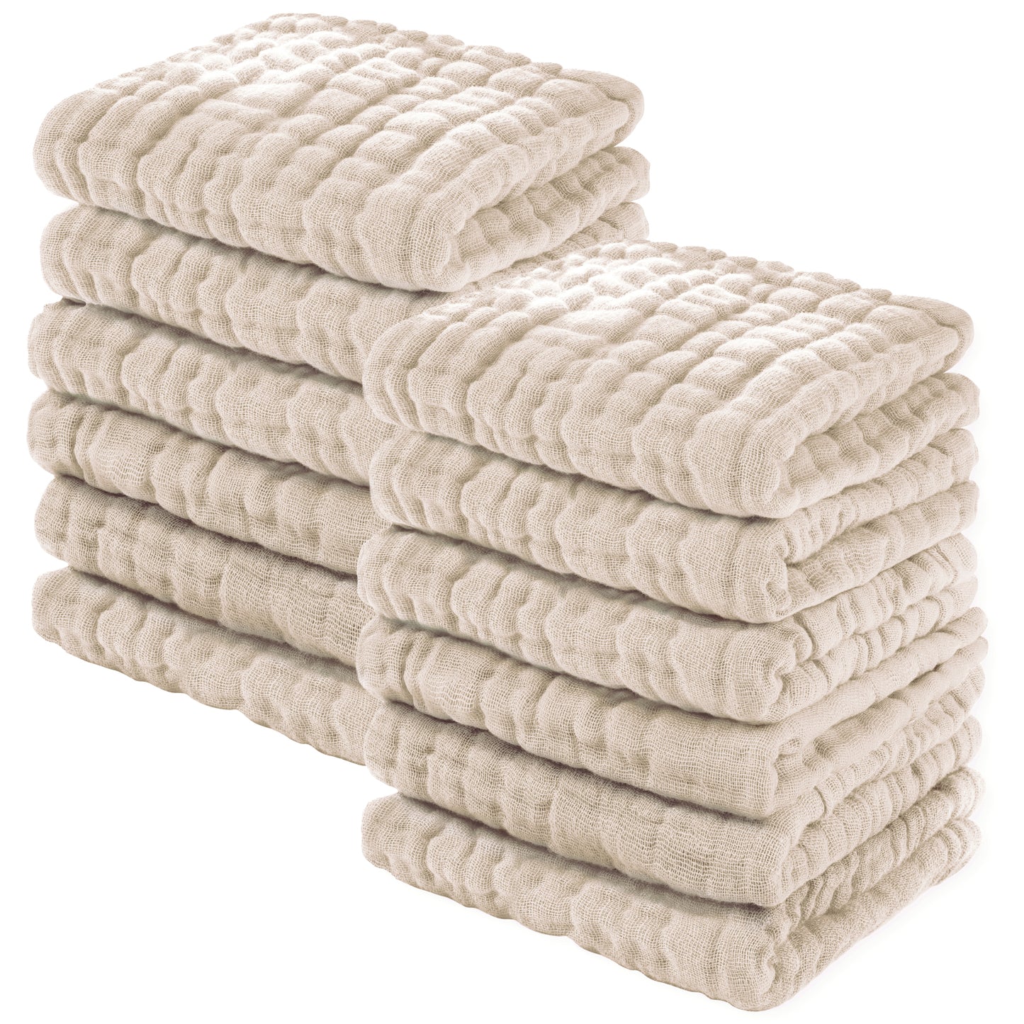 YOOFOSS Muslin Burp Cloths 100% Organic Cotton Baby Face towels 12 Pack Baby Washcloths for Showering 12"x12" Soft and Absorbent Baby Towels (Copy)